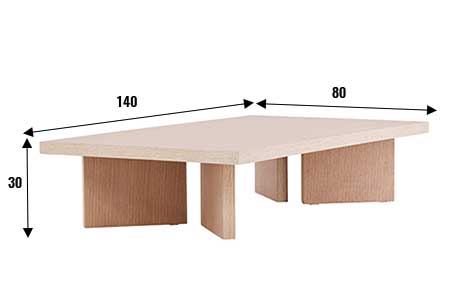 Dimensions détaillées de la table basse