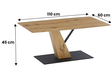 Table basse placage chêne et métal