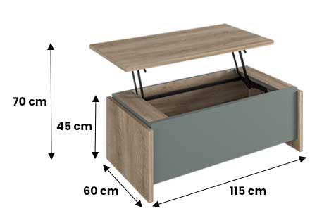 Table basse plateau relevable