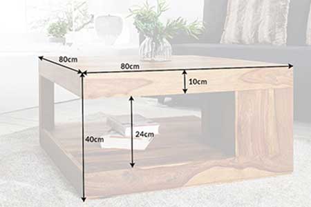 Table basse carrée en bois massif