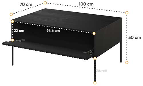 Dimensions détaillées de la table basse