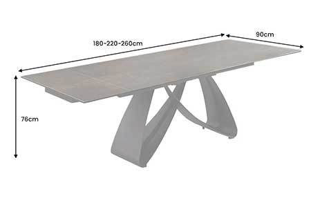 Dimensions détaillées de la table céramique