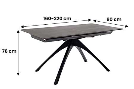 Table en céramique anthracite marbré extensible