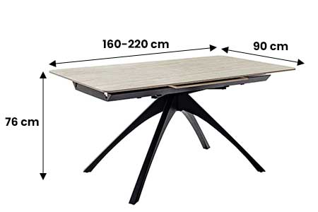 Table en céramique beige marbré extensible