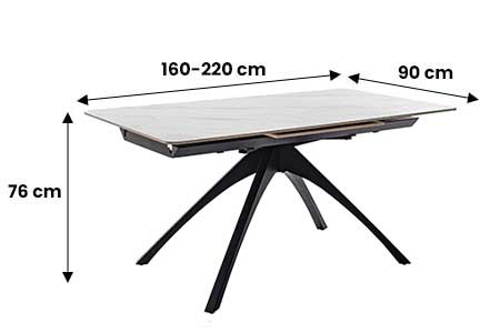 Table en céramique crème marbré extensible