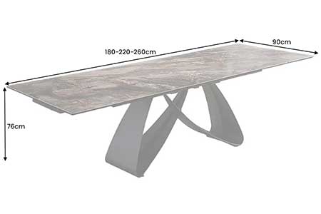 Dimensions détaillées de la table céramique