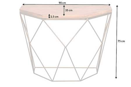 Dimensions détaillées de la table console