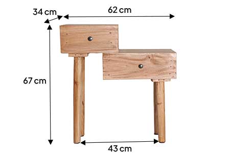 Dimensions détaillées de la table de chevet