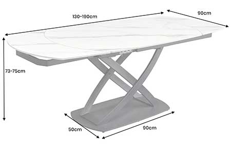 Table à manger extensible avec allonge marbre blanc