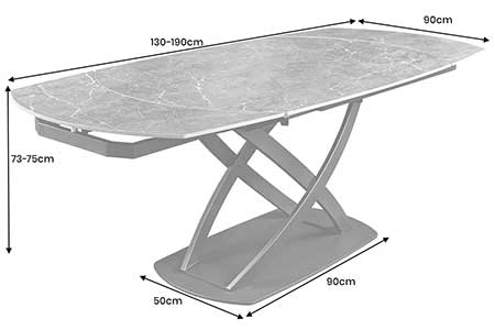Table à manger extensible avec allonge marbre anthracite