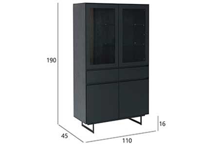 Dimensions détaillées de la vitrine