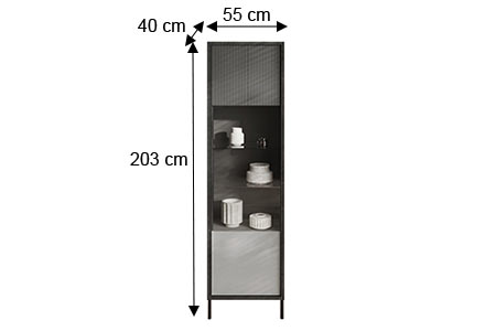 Dimensions détaillées de la vitrine haute