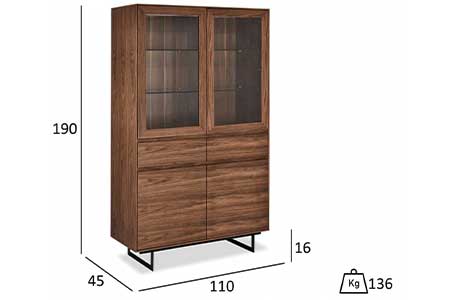 Dimensions détaillées de la vitrine