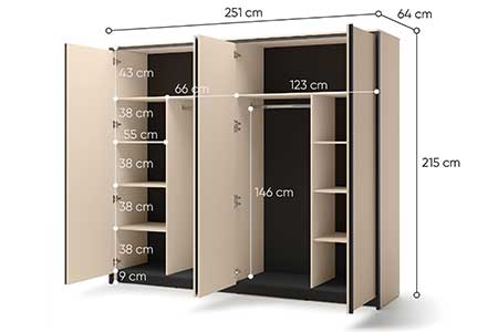 Dimensions détaillées de l'armoire 4 portes