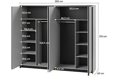 Dimensions détaillées de l'armoire