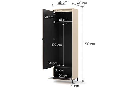 Détail de l'armoire avec miroir