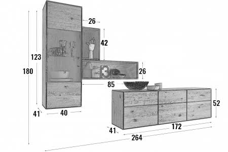 Dimensions détaillées de l'ensemble tv