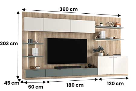 Mur tv moderne avec meubles de rangement
