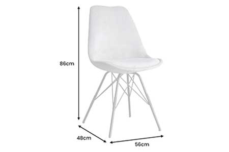 Dimensions détaillées de la chaise velours côtelé