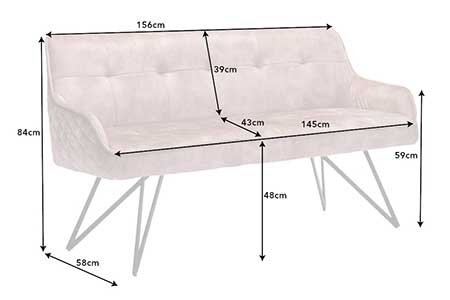 Dimensions détaillées du banc