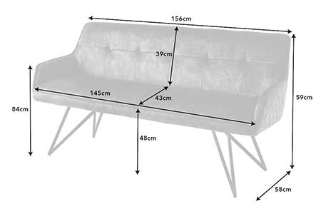 Dimensions détaillées du banc