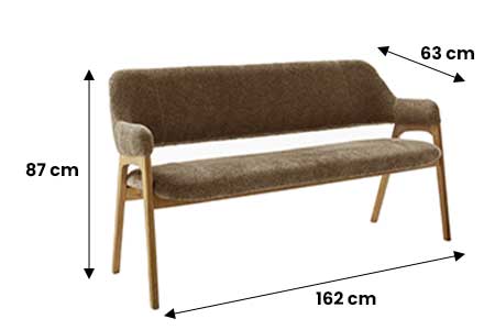 Banc en tissu et bois de chêne