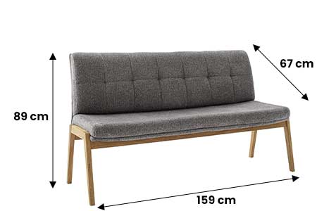 Banc en tissu et bois de chêne massif