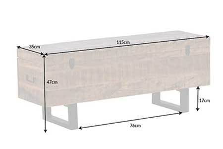 Dimensions détaillées du banc coffre