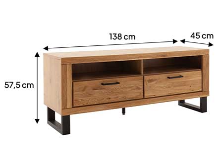Détail du banc tv en bois