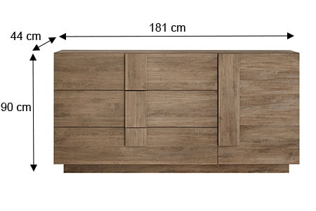 Dimensions détaillées du buffet design