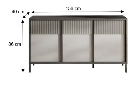 Dimensions détaillées du buffet gris