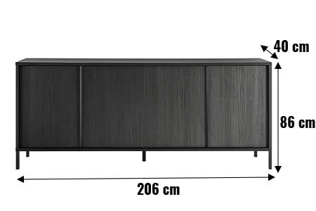 Dimensions détaillées du long buffet