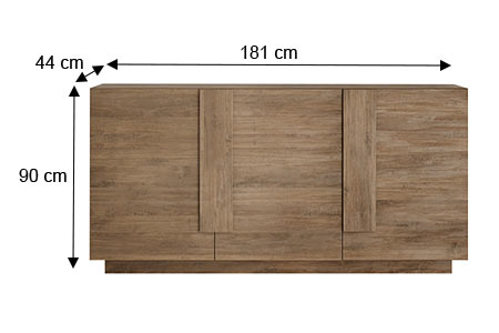 Dimensions détaillées du buffet 3 portes