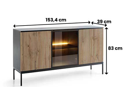Dimensions du buffet 3 portes à led