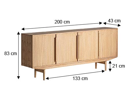 Dimensions du buffet 4 portes