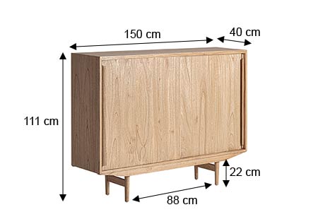 Dimensions du buffet à portes coulissantes