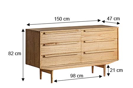 Dimensions du buffet 6 tiroirs