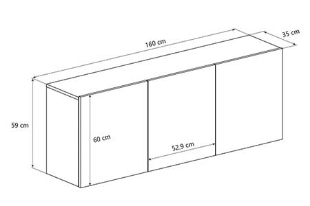 Dimensions détaillées du buffet blanc