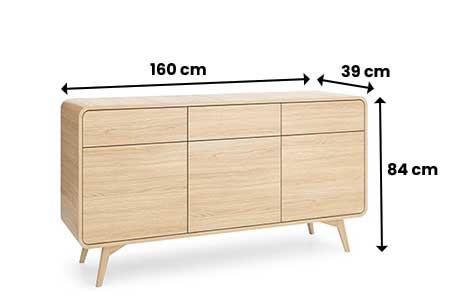 Dimensions du buffet 3 portes et 3 tiroirs