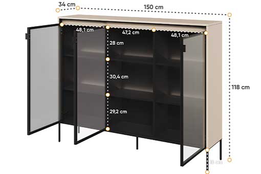 Dimensions détaillées du buffet