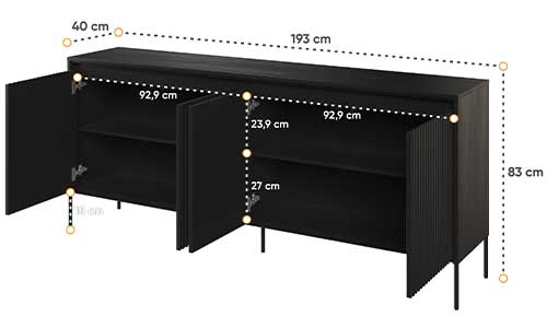 Dimensions détaillées du meuble buffet