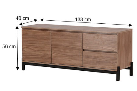 Dimensions détaillées du buffet bas