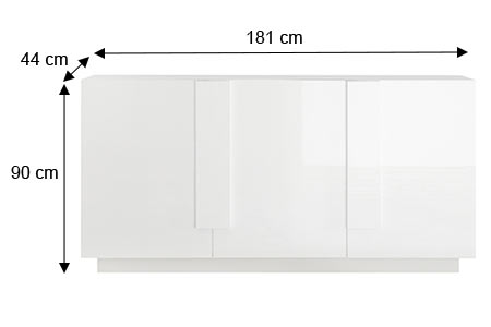 Dimensions détaillées du buffet 3 portes