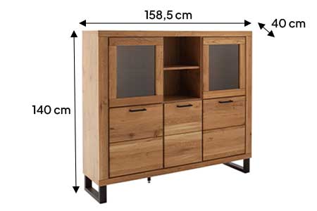 Détail du buffet haut en bois
