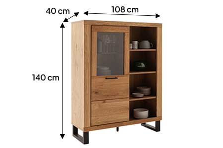 Détail du buffet haut 140 cm en bois