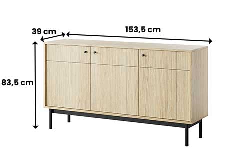 Dimensions du buffet moderne 3 portes