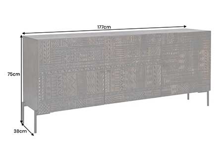 Buffet 180 cm au tribal en manguier marron foncé