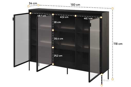 Dimensions détaillées du buffet