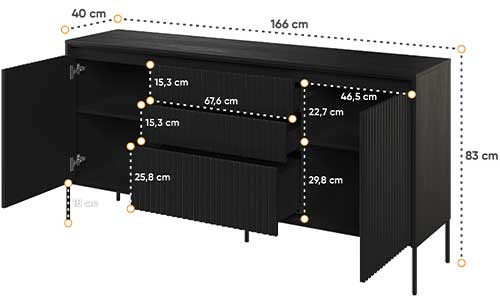 Dimensions détaillées du meuble buffet