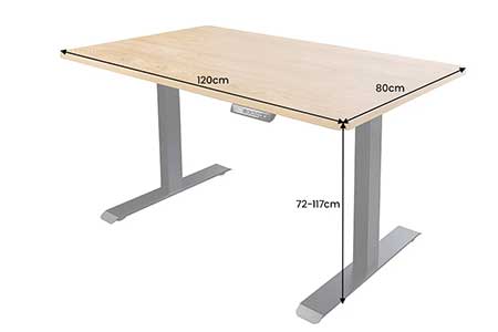 Bureau 120 cm réglable en hauteur bois et métal